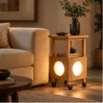 Mobile Side Table Lamp | Modern Wooden Ambient LED Night Light Furniture - Image 4