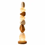 Natural Stone & Walnut LED Floor Lamp