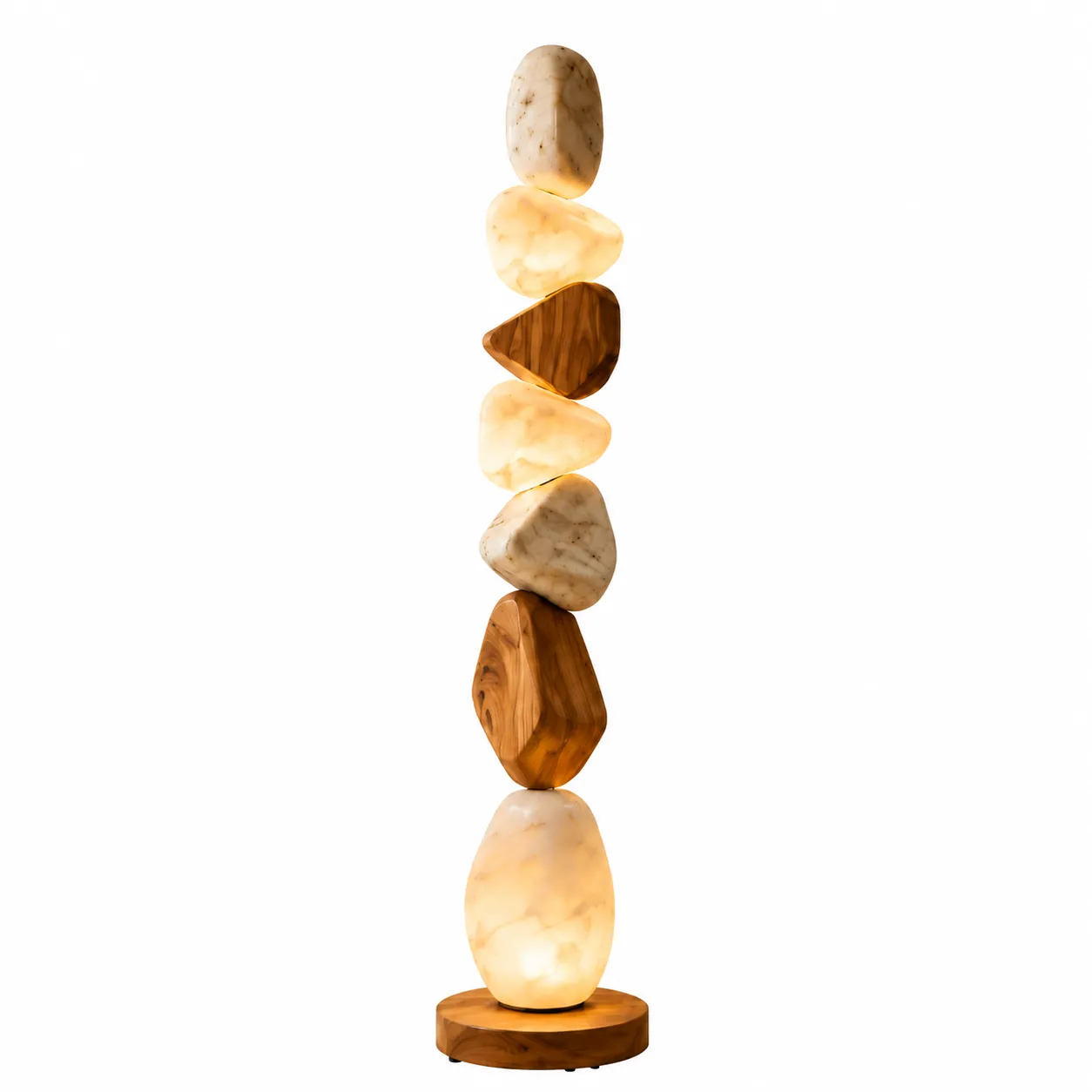 1120c5a5a697bfd9a52525a51ccde2d8_11zon Natural Stone & Walnut LED Floor Lamp - Image 1