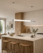 Modern Silver Linear LED Pendant Light – Minimalist Chandelier - Image 4