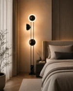 Modern Black Glass Globe Floor Lamp | LED Lighting - Image 4