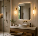 Modern Brass LED Wall Light | Vertical Acrylic Sconce - Image 5