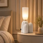 Modern Sculptural Table Lamp – Ivory LED Bedroom & Living Room Lighting - Image 3