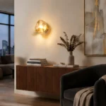 Amber Glass Wall Light | Dimmable LED Wall Sconce - Image 3