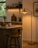 Amber Glass Floor Lamp | Adjustable Modern Lighting - Image 5