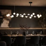 Modern Linear G9 Globe Pendant Light – Black White Glass Chandelier - Image 3