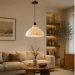 Handmade Fabric Pendant Light | Natural LED Hanging Light - Image 5