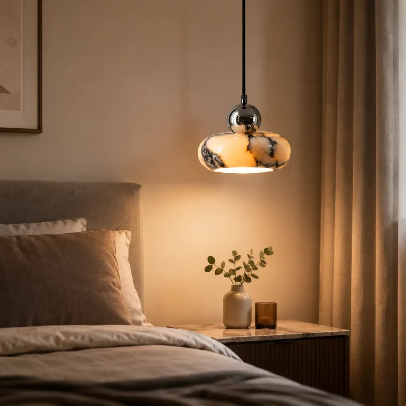 Modern Marble Pendant Light | Minimalist LED Ceiling Lighting Fixture - Image 3