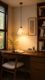 French Vintage Pendant Light | Wooden PLA Petal LED Lighting Fixture - Image 5