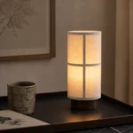 Modern Linen Table Lamp | Minimalist Fabric Bedside LED Light - Image 2