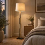 Modern Geometric Column Floor Lamp | Fabric Shade - Image 2