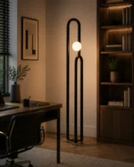 Double-Arch Glass Globe LED Floor Lamp - Image 4