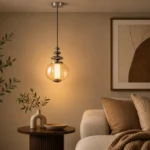 Glass Globe Pendant Light – Modern Chrome Iron LED Hanging Lamp - Image 2