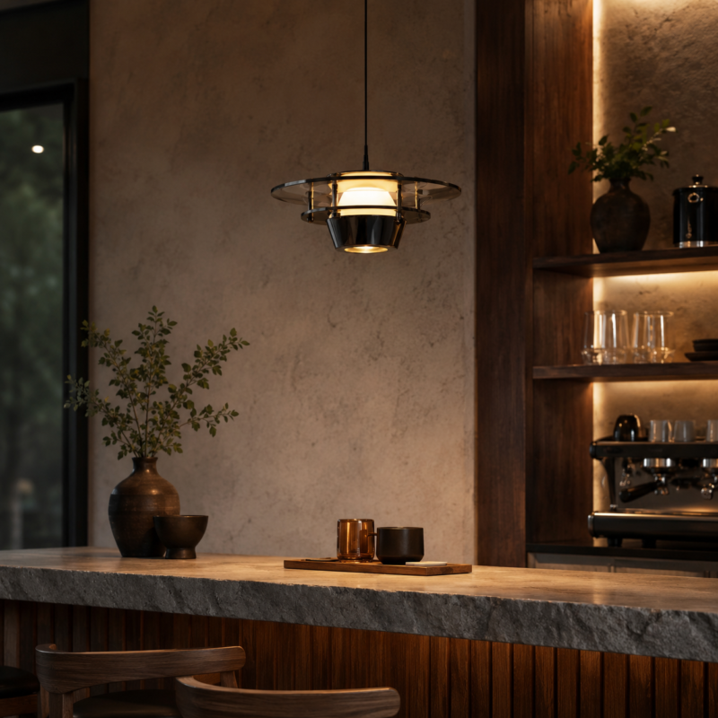 Aurora Halo Pendant Light | Modern Minimalist LED Glass Ceiling Lighting Fixture - Image 5