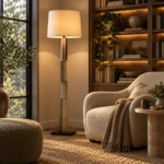 Modern Geometric Column Floor Lamp | Fabric Shade - Image 3
