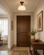 Vintage Glass Ceiling Light – Retro Flush Mount Ceiling Lamp - Image 3