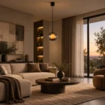 Smart Sensor Pendant Light | Pearl Black LED Glass Lighting Fixture - Image 3