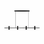 Modern Black Stone Linear Pendant Light | Brass LED