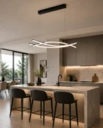Modern LED Wave Linear Pendant Light – Black Minimalist Chandelier 120cm - Image 5