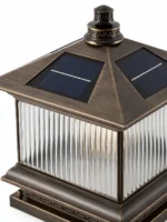 Classic Copper Solar Pillar Lantern for Villa Gates and Garden Walls - Image 5