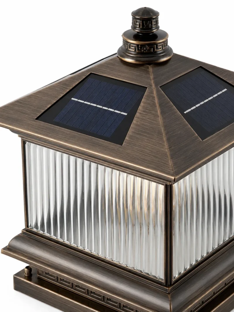 Classic Copper Solar Pillar Lantern for Villa Gates and Garden Walls - Image 5