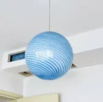 Light Blue Glass Pendant Light | Modern Spiral LED Fixture - Image 4