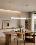 Modern Silver Linear LED Pendant Light – Minimalist Chandelier - Image 2