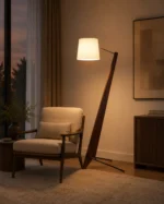 Nordic Walnut Wood Floor Lamp with Linen Shade - Image 5