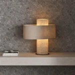 Modern Fabric Table Lamp | Beige LED Bedside Lamp for Bedroom & Living Room - Image 3