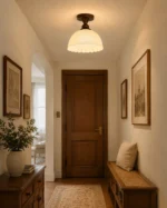 Vintage Glass Ceiling Light – Retro Flush Mount Ceiling Lamp - Image 2