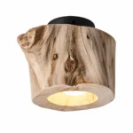 Solid Wood Ceiling Light – Wabi-Sabi Minimalist LED Flush Mount Lamp
