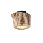 Solid Wood Ceiling Light – Wabi-Sabi Minimalist LED Flush Mount Lamp