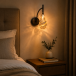 Modern LED Glass Wall Sconce | Copper Bedroom Wall Light - Image 4