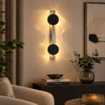 Minimalist Rotatable LED Wall Light in Black and Brushed Silver - Image 2