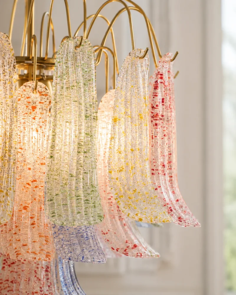 Venetian-Style Colored Glass Petal Chandelier - Image 6