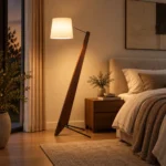 Nordic Walnut Wood Floor Lamp with Linen Shade - Image 2