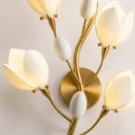 Porcelain Magnolia Ceramic Wall Lamp with Gold Metal Frame - Image 4