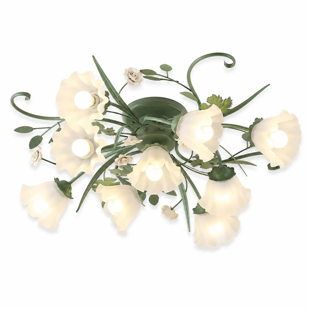 27e884d5-415f-4c41-9fa6-b986767d7ab3_11zon Floral Glass Ceiling Light – Botanical Romantic Ceiling Lamp - Image 1