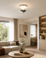 Modern Glass Ceiling Light – Silver LED Flush Mount Lamp - Image 4