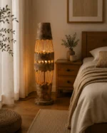 Rustic Wood Floor Lamp | Handmade LED Lighting - Image 4