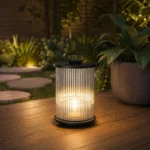 Ribbed Glass Solar Garden Lantern for Patio and Courtyard Lighting - Image 3
