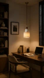 Alabaster Walnut Pendant Light | Modern Minimalist LED Lighting Fixture - Image 4