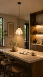 French Vintage Pendant Light | Wooden PLA Petal LED Lighting Fixture - Image 4