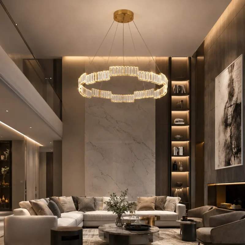 Stella Copper Crystal LED Ring Chandelier for Luxury Interiors - Image 2