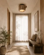 Solid Wood Ceiling Light – Wabi-Sabi Minimalist LED Flush Mount Lamp - Image 3