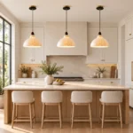 Handmade Fabric Pendant Light | Natural LED Hanging Light - Image 3