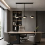 Modern Ring Linear Pendant Light | Pearl Black LED Ceiling Lighting Fixture - Image 5
