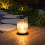 Ribbed Glass Solar Garden Lantern for Patio and Courtyard Lighting - Image 2