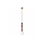 Wood Copper Pendant Light | Modern Vintage LED Ceiling Lighting Fixture