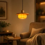 Pumpkin Wood Pendant Light | Natural Resin Lighting - Image 3